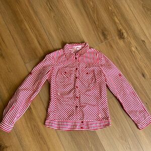 Elle Red and White Striped Blouse